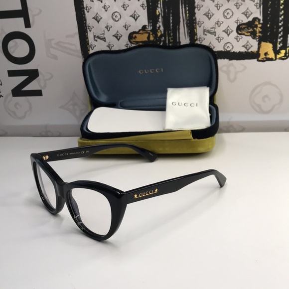 NEW Authentic Gucci GG1172O 001/004 Black & Gold Cat Eye Glasses - Picture 6 of 14